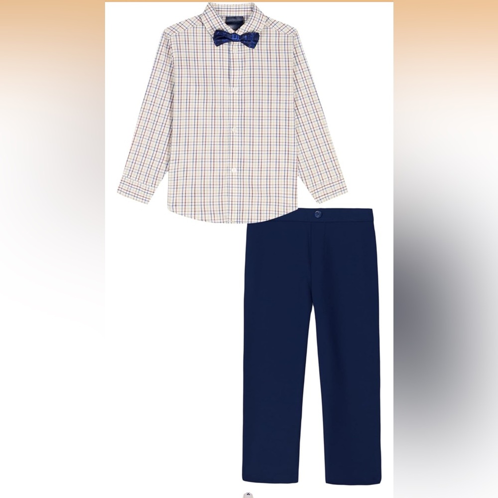 Tommy Hilfiger NWT 4T Boys Navy Pants with Plaid Button-Down Shirt